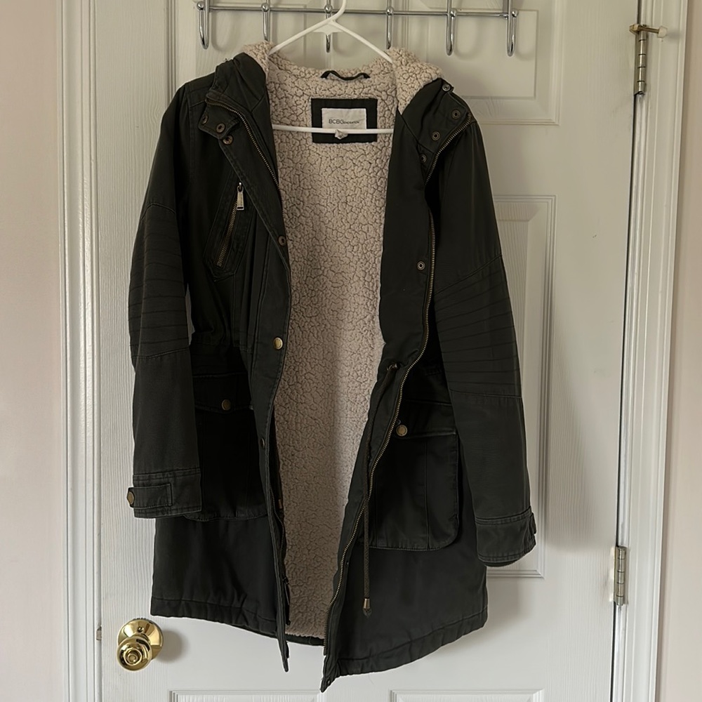 Green parka with Sherpa interior